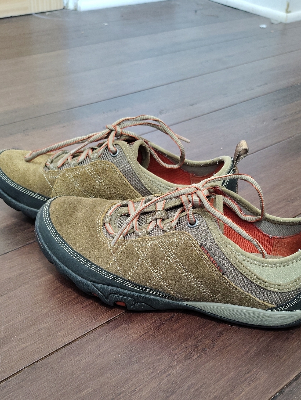 Merrell Brown and Orange Suede Athletic Shoes